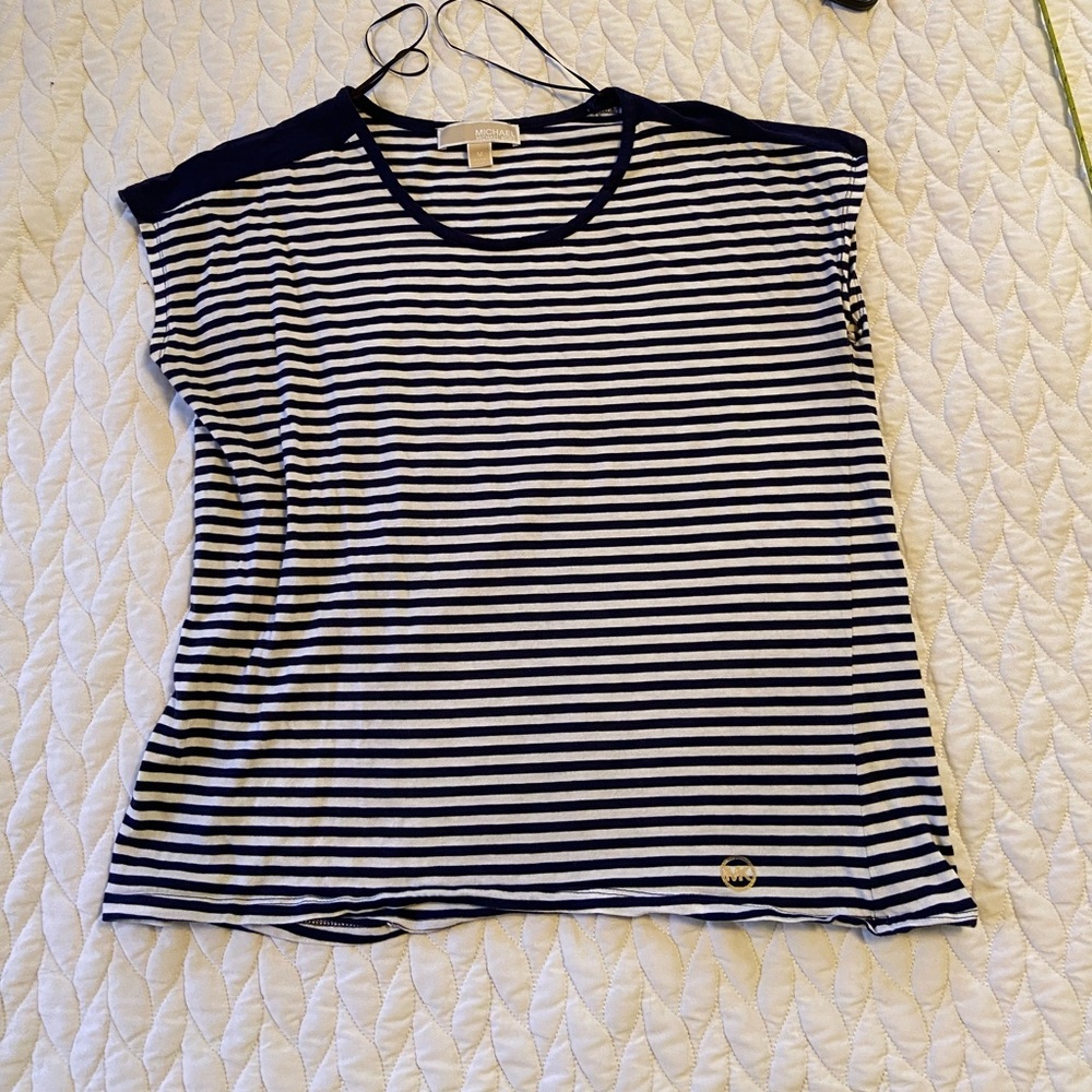 Navy Striped MK Top